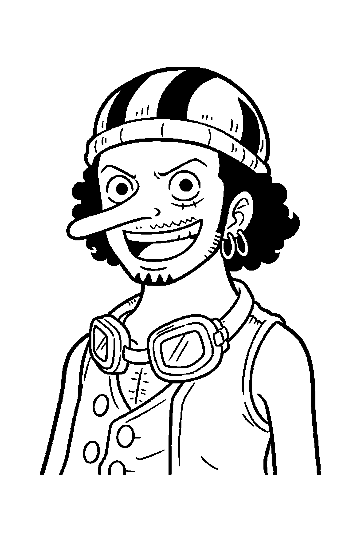 Coloriage One Piece gratuit à imprimer : Usopp en portrait facile à colorier