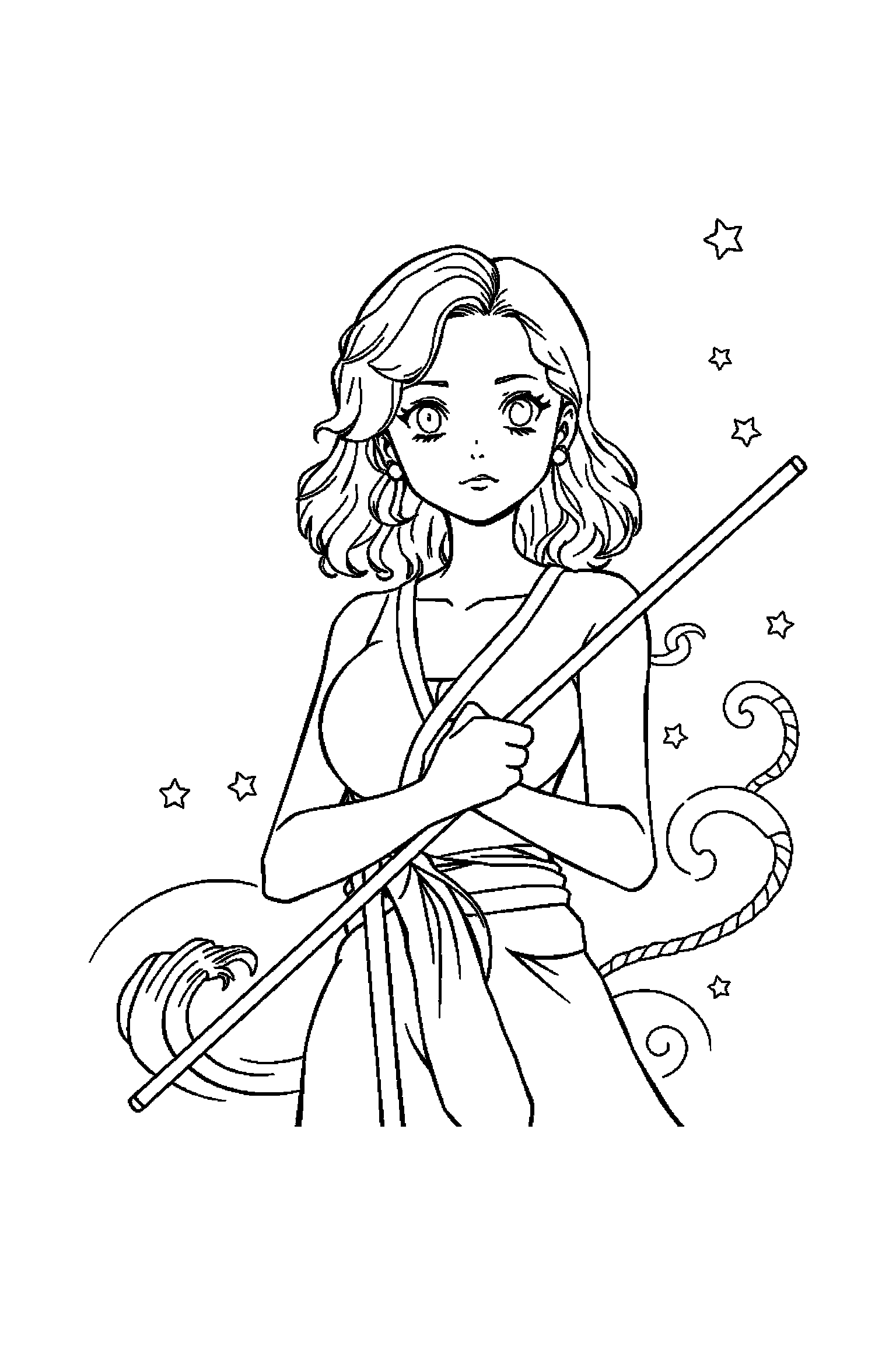 Coloriage One Piece gratuit à imprimer - Nami qui montre un coffre avec un bras bien attaché au corps Coloriage One Piece gratuit à imprimer : Nami qui montre un coffre avec un bras bien attaché au corps