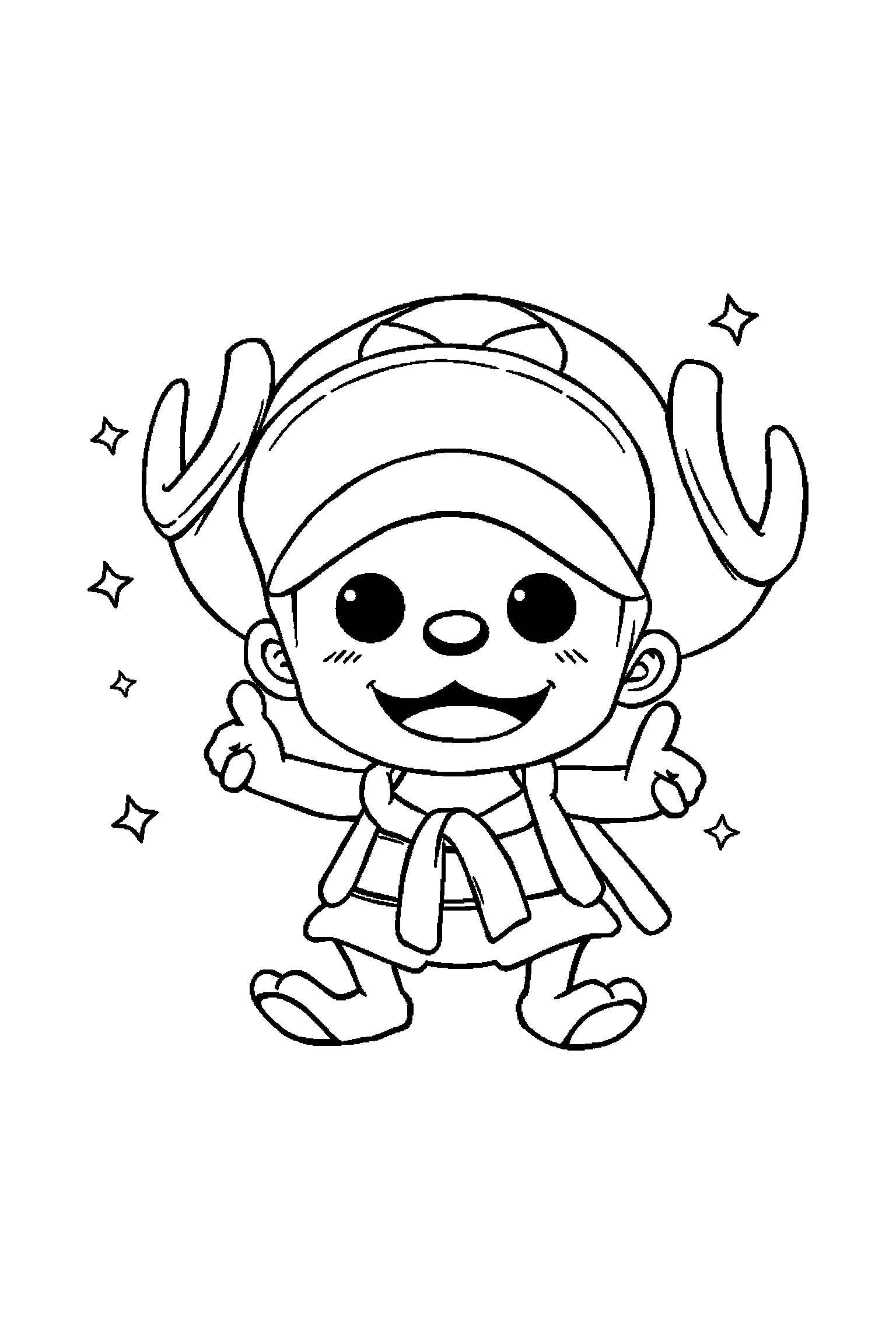 Coloriage One Piece gratuit à imprimer - Chopper avec deux mains visibles et simples Coloriage One Piece gratuit à imprimer : Chopper avec deux mains visibles et simples