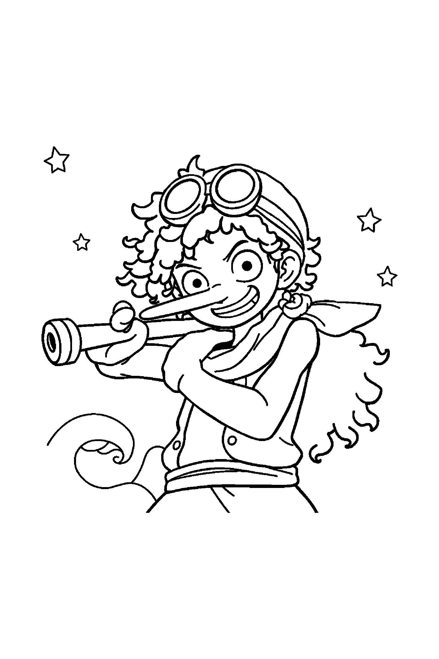 Coloriage One Piece gratuit à imprimer - Usopp dans une pose héroïque facile Coloriage One Piece gratuit à imprimer : Usopp dans une pose héroïque facile