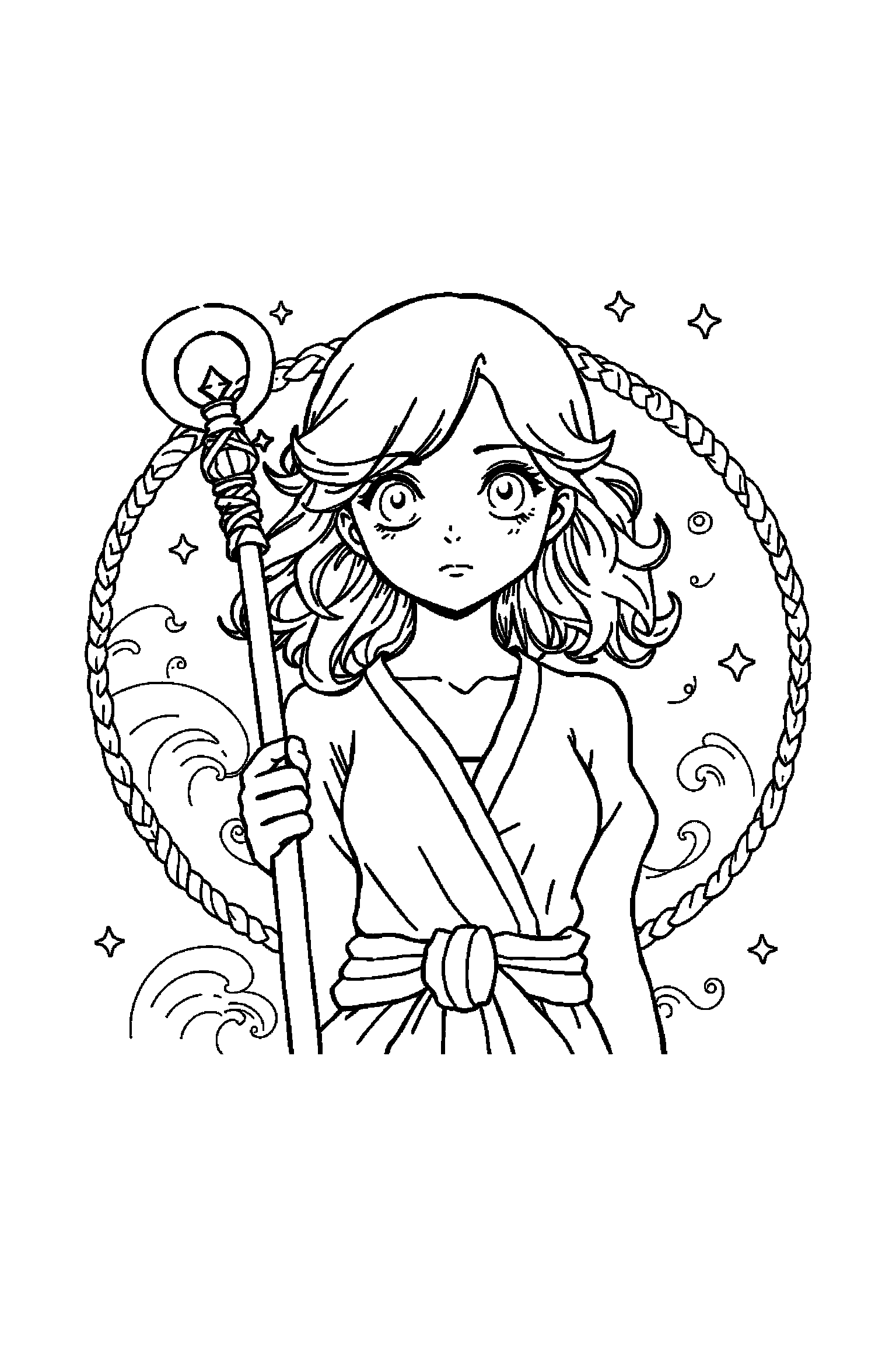 Coloriage One Piece gratuit à imprimer - Nami avec un décor très simple Coloriage One Piece gratuit à imprimer : Nami avec un décor très simple