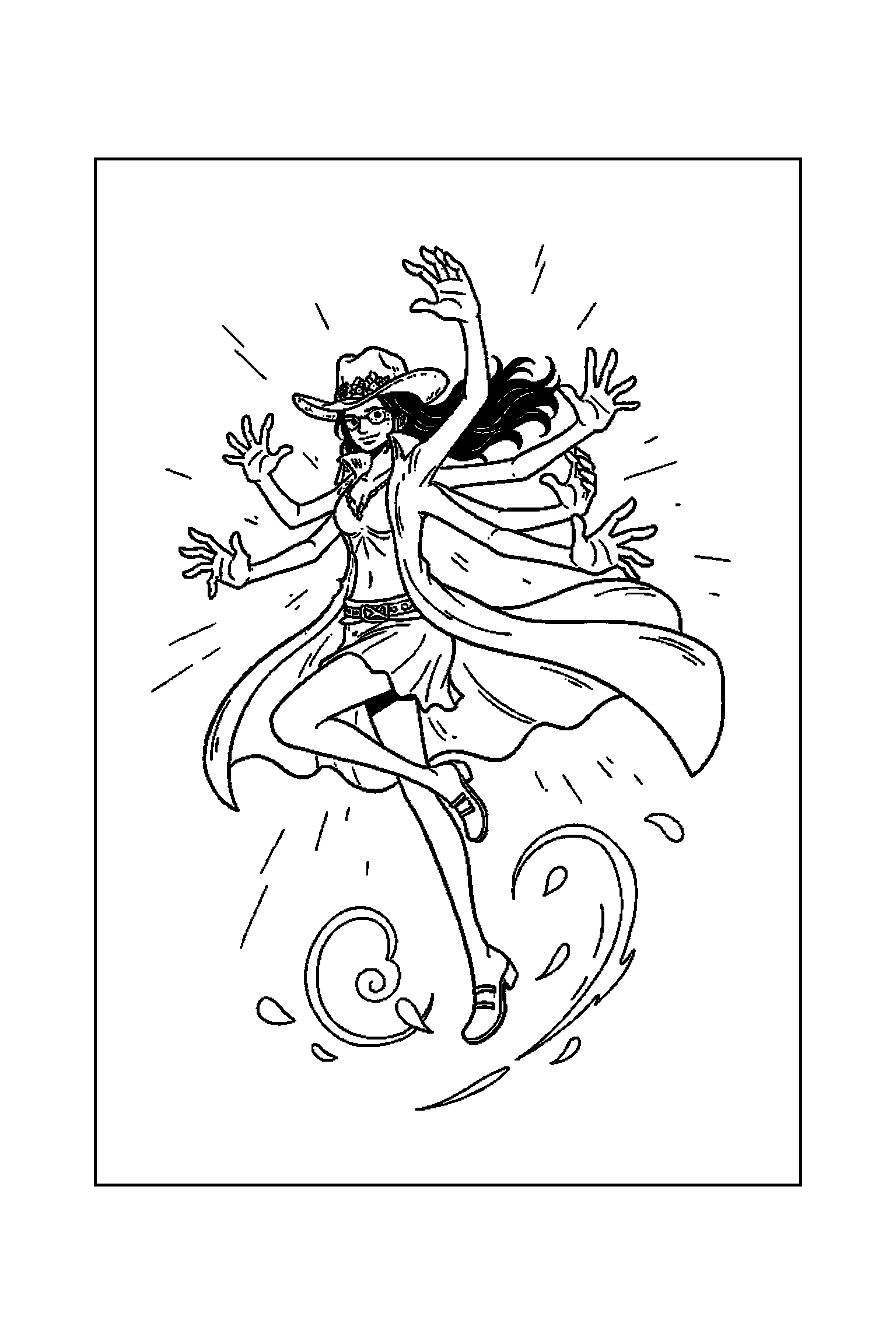 Coloriage One Piece gratuit à imprimer : Robin en mouvement avec des lignes simples