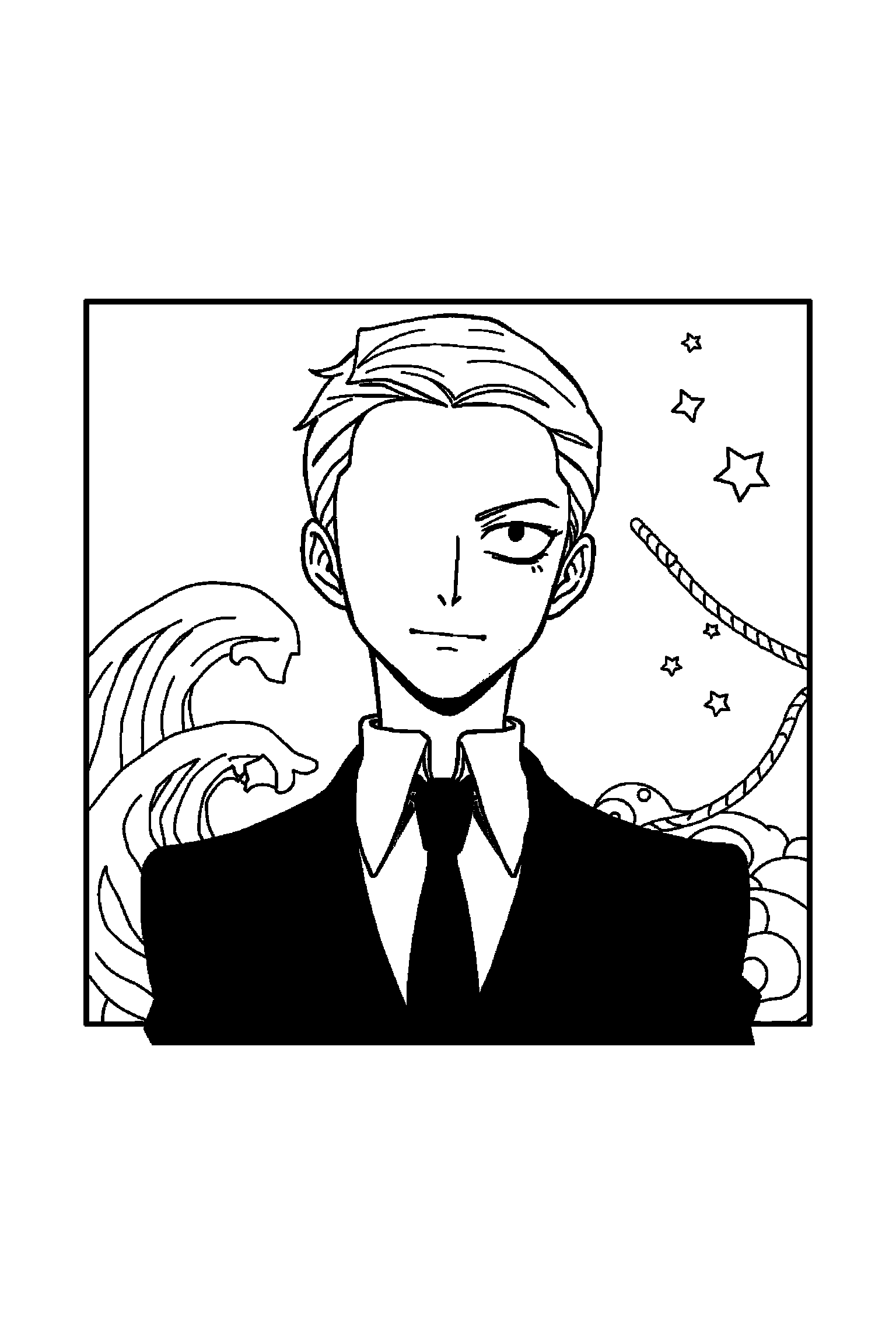 Coloriage One Piece gratuit à imprimer - Sanji avec un décor d'arrière-plan Coloriage One Piece gratuit à imprimer : Sanji avec un décor d'arrière-plan