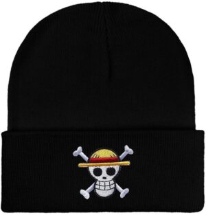 Bonnet One Piece noir à logo brodé, taille unique unisexe