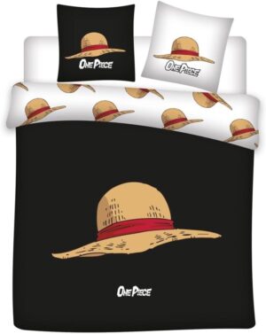 Parure de lit One Piece Luffy en polycoton avec housse de couette 240x220 et 2 taies 65x65