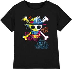 T-shirt enfant One Piece Netflix Jolly Roger graffiti