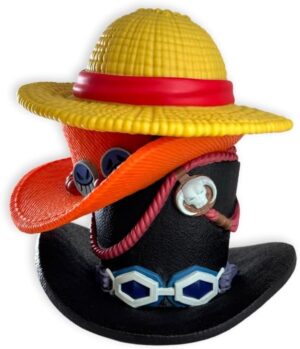 Tirelire One Piece 15 cm, pile de chapeaux de Luffy, Ace et Sabo