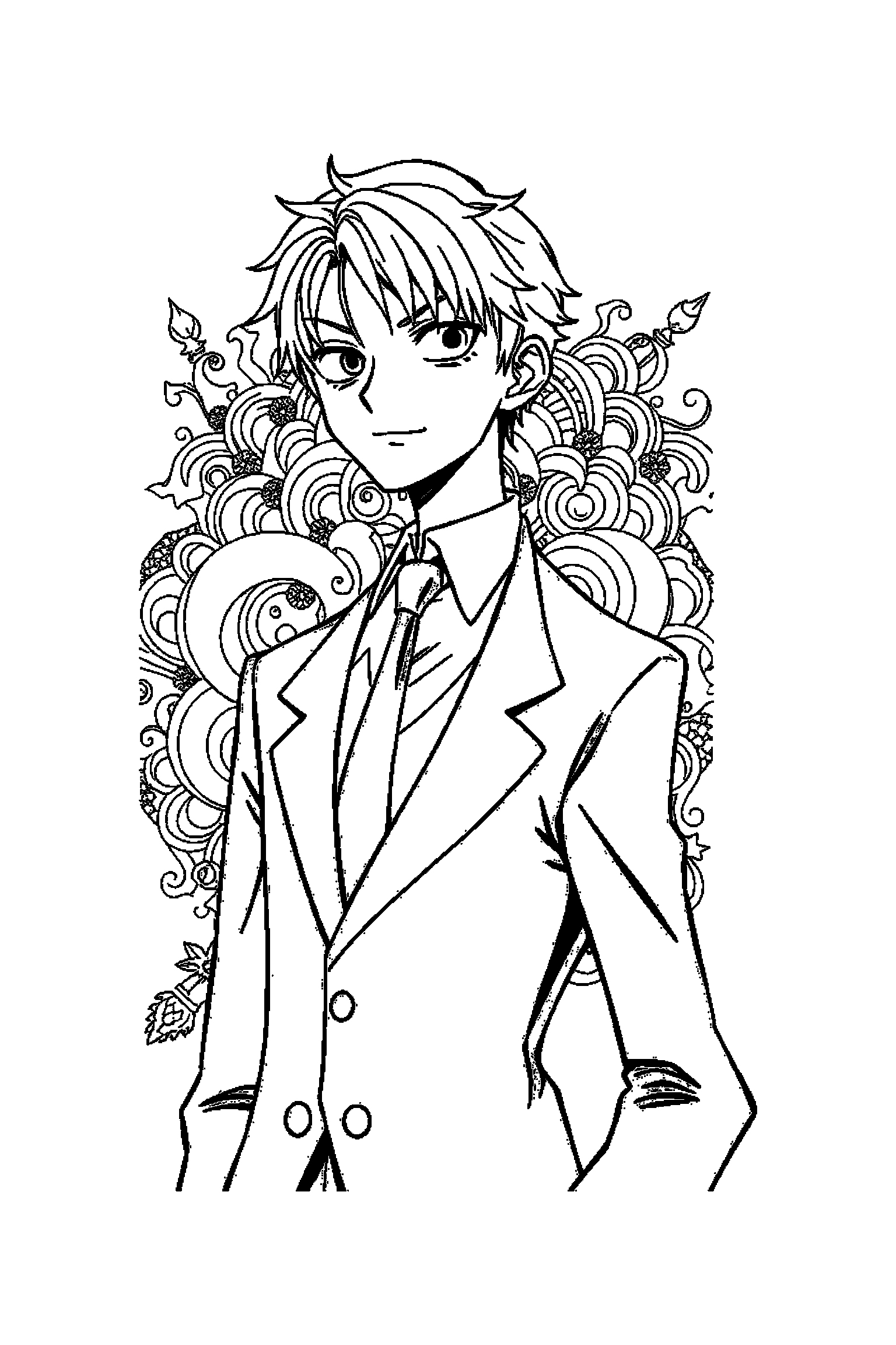 Coloriage One Piece gratuit à imprimer - scène verticale détaillée avec Sanji et un gouvernail Coloriage One Piece gratuit à imprimer : scène verticale détaillée avec Sanji et un gouvernail