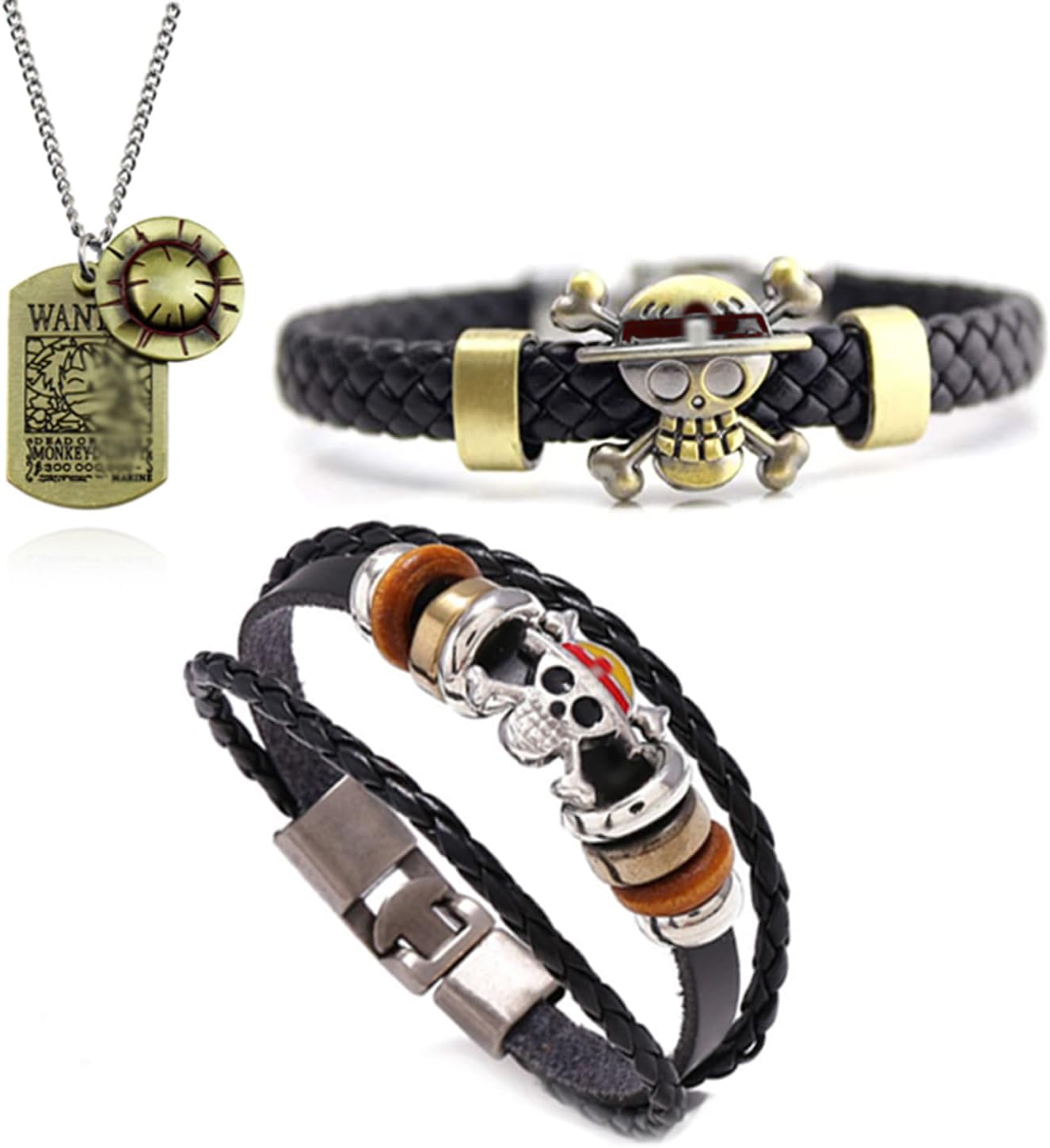 Ensemble One Piece Jolly Rogers 28 pièces avec collier, bracelets et autocollants