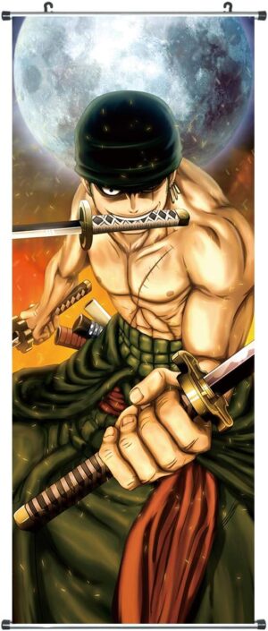 Kakemono One Piece Lorenor Zorro en tissu 100 x 40 cm