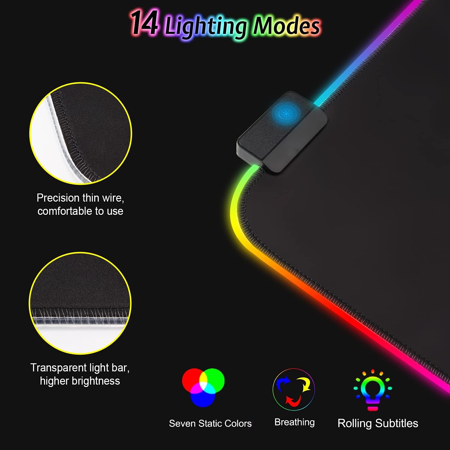 Tapis de souris One Piece RGB XXL à 14 effets LED – Image 3