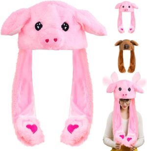 Bonnet rose à oreilles mobiles Ace One Piece pour cosplay
