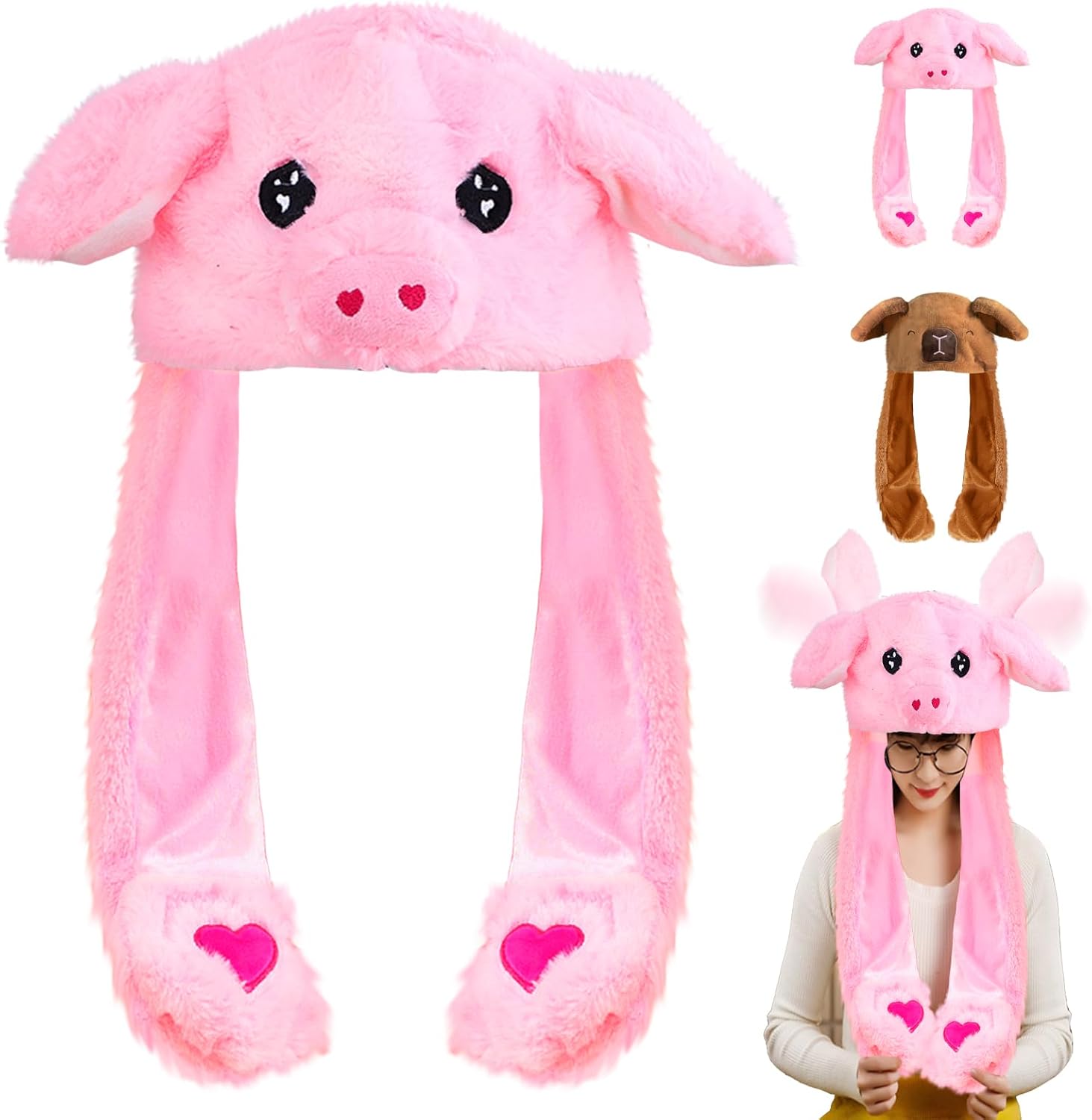 Bonnet rose à oreilles mobiles Ace One Piece pour cosplay