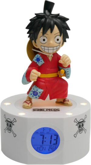 Réveil lumineux Luffy One Piece bleu rouge noir USB ou piles 811638