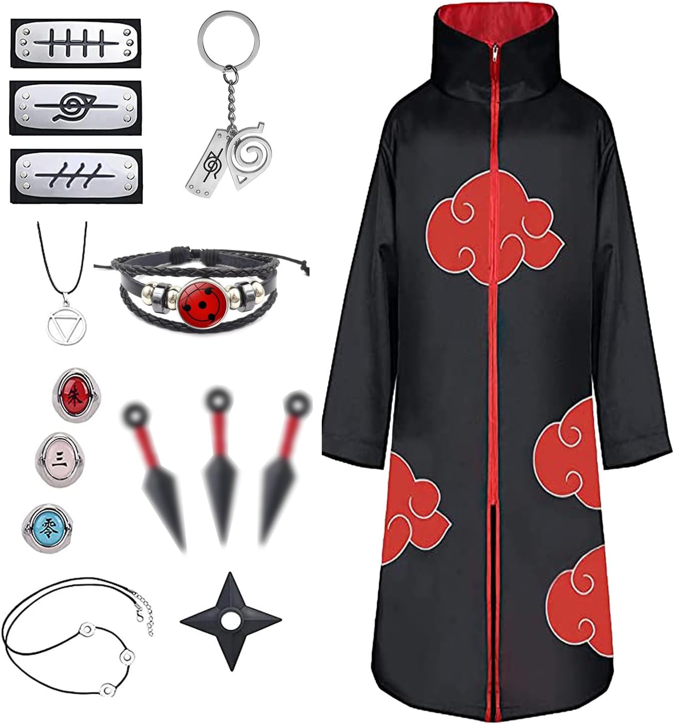 Costume Akatsuki Hidan Itachi 15 pièces avec accessoires cosplay