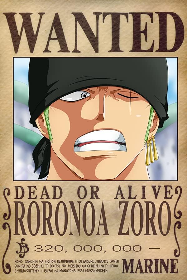 Poster Wanted Zoro One Piece 11 x 17 pouces (28 x 43 cm)