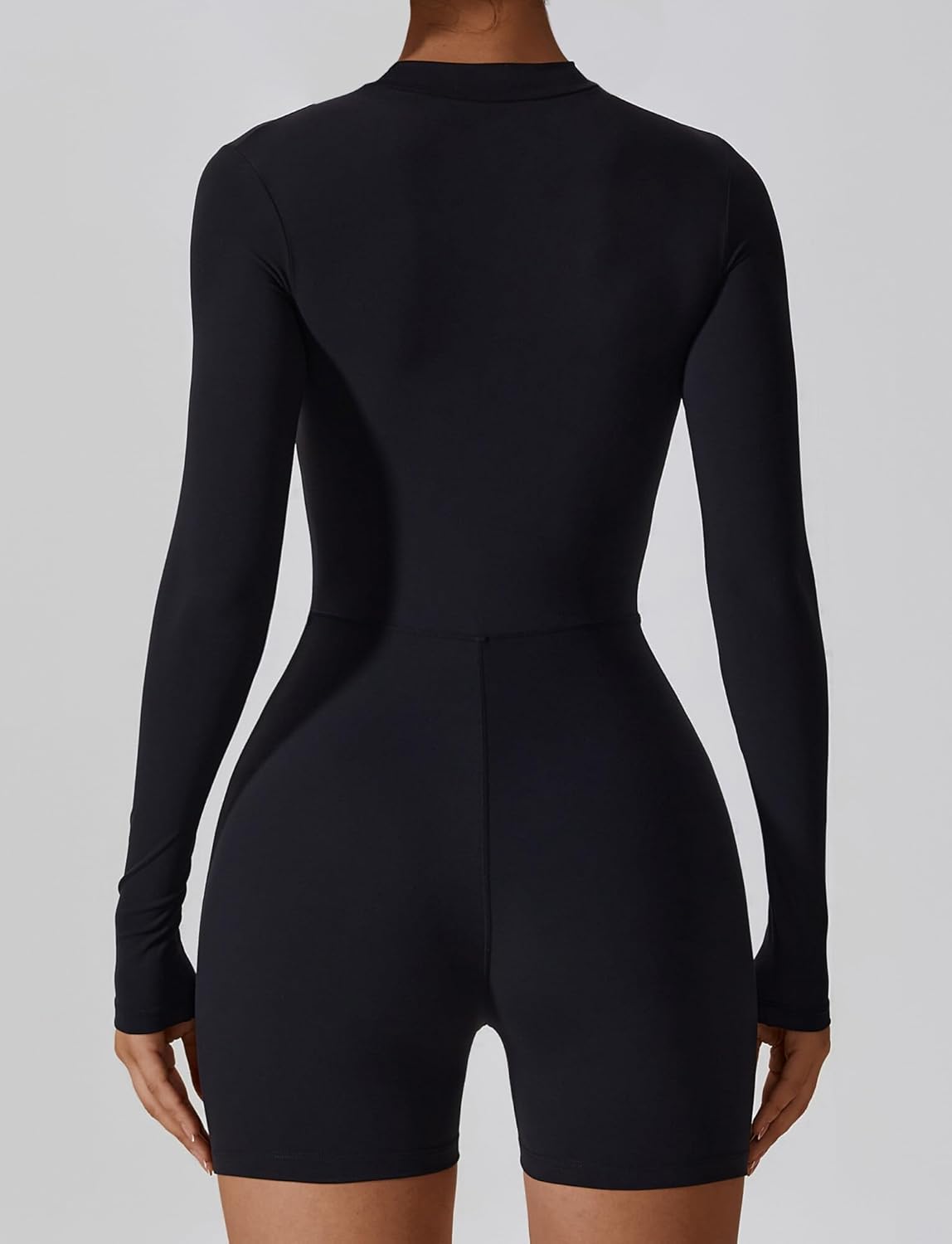 Combinaison courte femme One Piece à col zippé et manches longues – Image 3