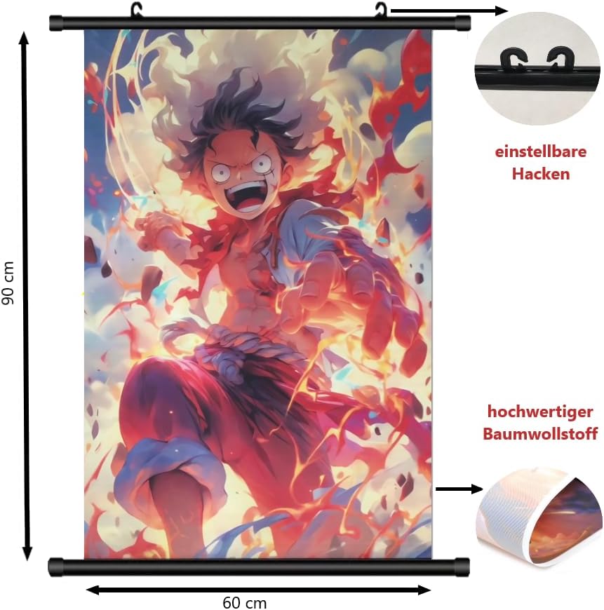 Kakemono One Piece Ruffy Gear 5 en tissu 60 x 90 cm – Image 2