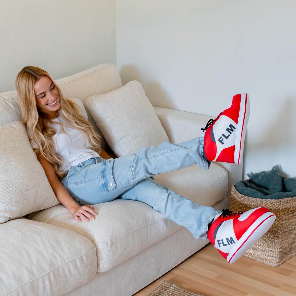 Chaussons sneakers One Piece Flamingueo rouge et blanc – Image 6