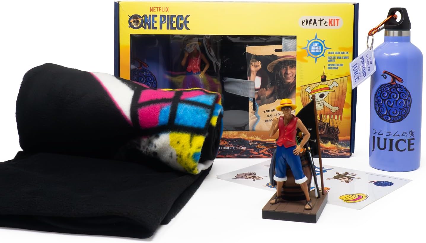 Kit Netflix Chill One Piece avec figurine Luffy et gourde isotherme