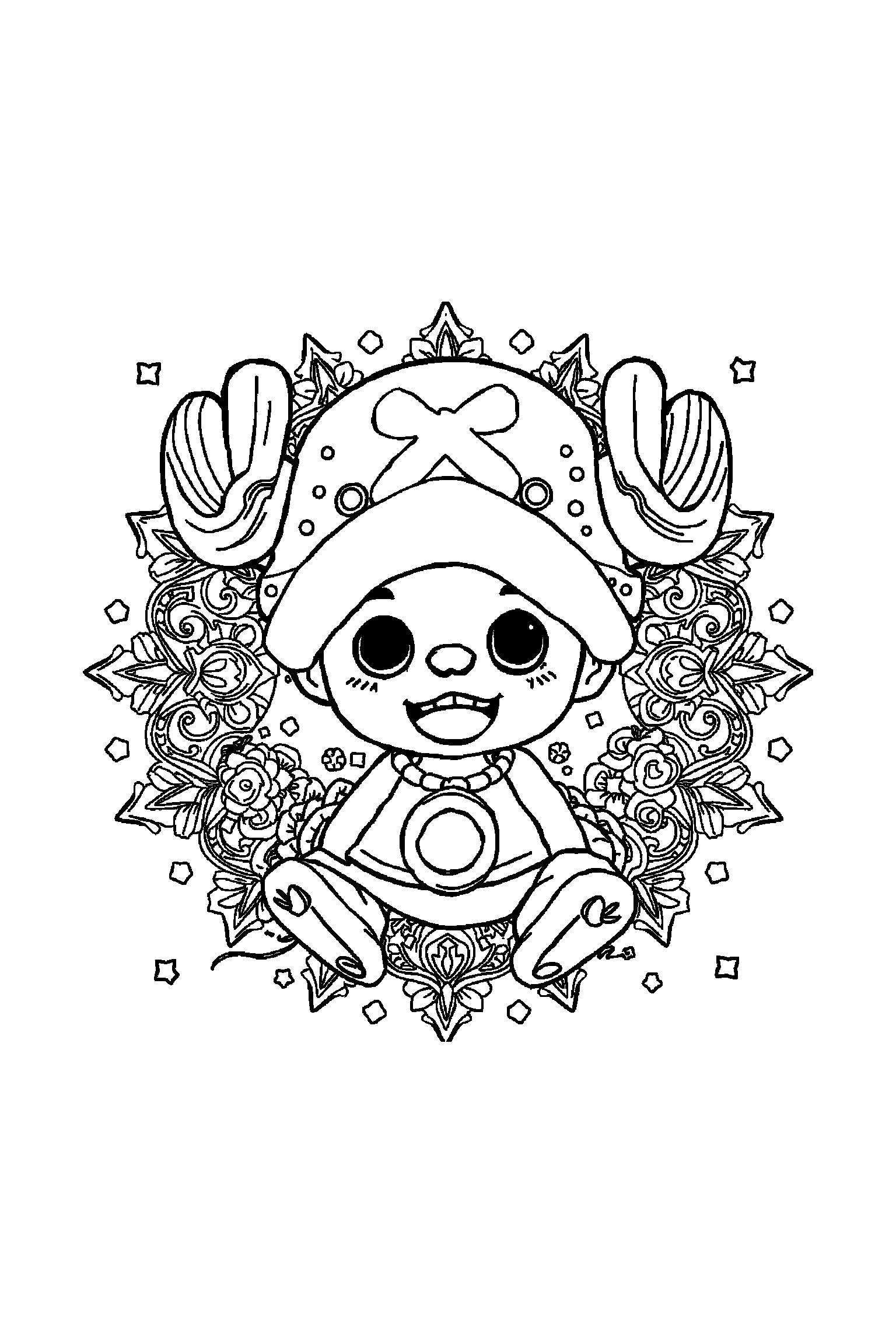 Coloriage One Piece gratuit à imprimer - grand coloriage détaillé de Chopper avec pièces d'or Coloriage One Piece gratuit à imprimer : grand coloriage détaillé de Chopper avec pièces d'or