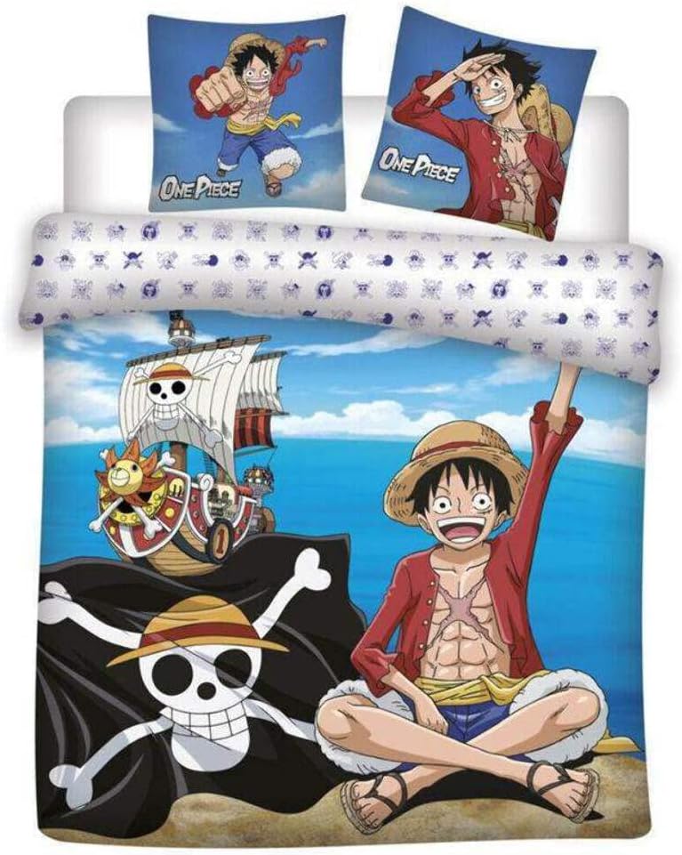 Parure de lit réversible One Piece Luffy en 100% coton