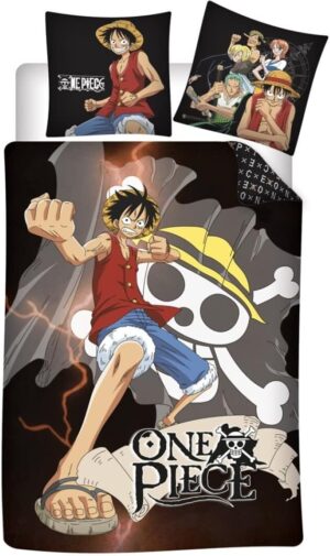 Parure de lit réversible One Piece noir 140x200 avec taie 63x63