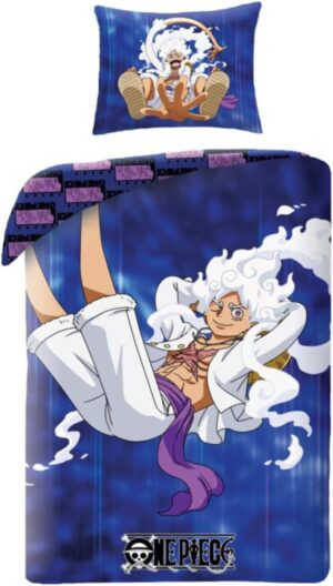 Parure de lit ONE PIECE Monkey D. Luffy Gear 5 en coton bleu