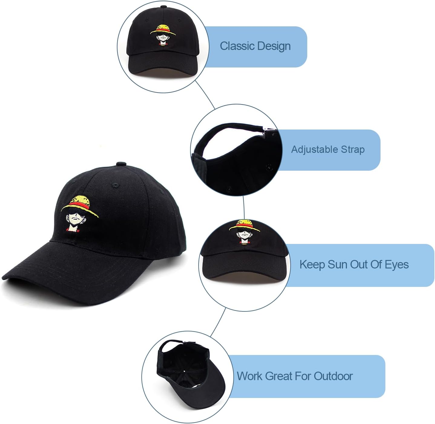 Casquette One Piece réglable avec broderie, taille M 56 cm – Image 3