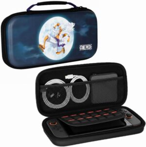 Housse Konix One Piece Luffy Gear 5 bleue pour Nintendo Switch 2 avec 8 compartiments