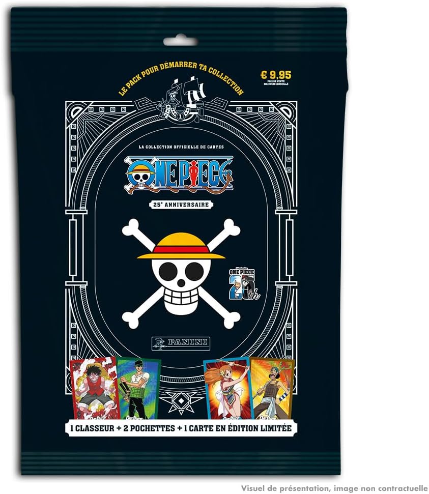 Starter Pack One Piece 25e Anniversaire Panini avec classeur et carte limitée Luffy
