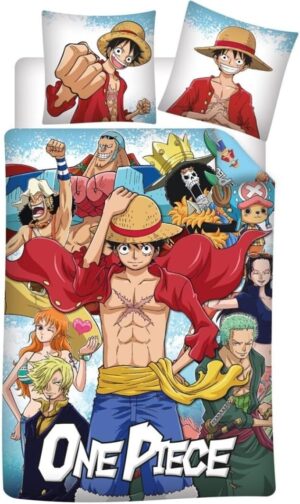 Parure réversible One Piece en 100% coton avec Monkey D. Luffy