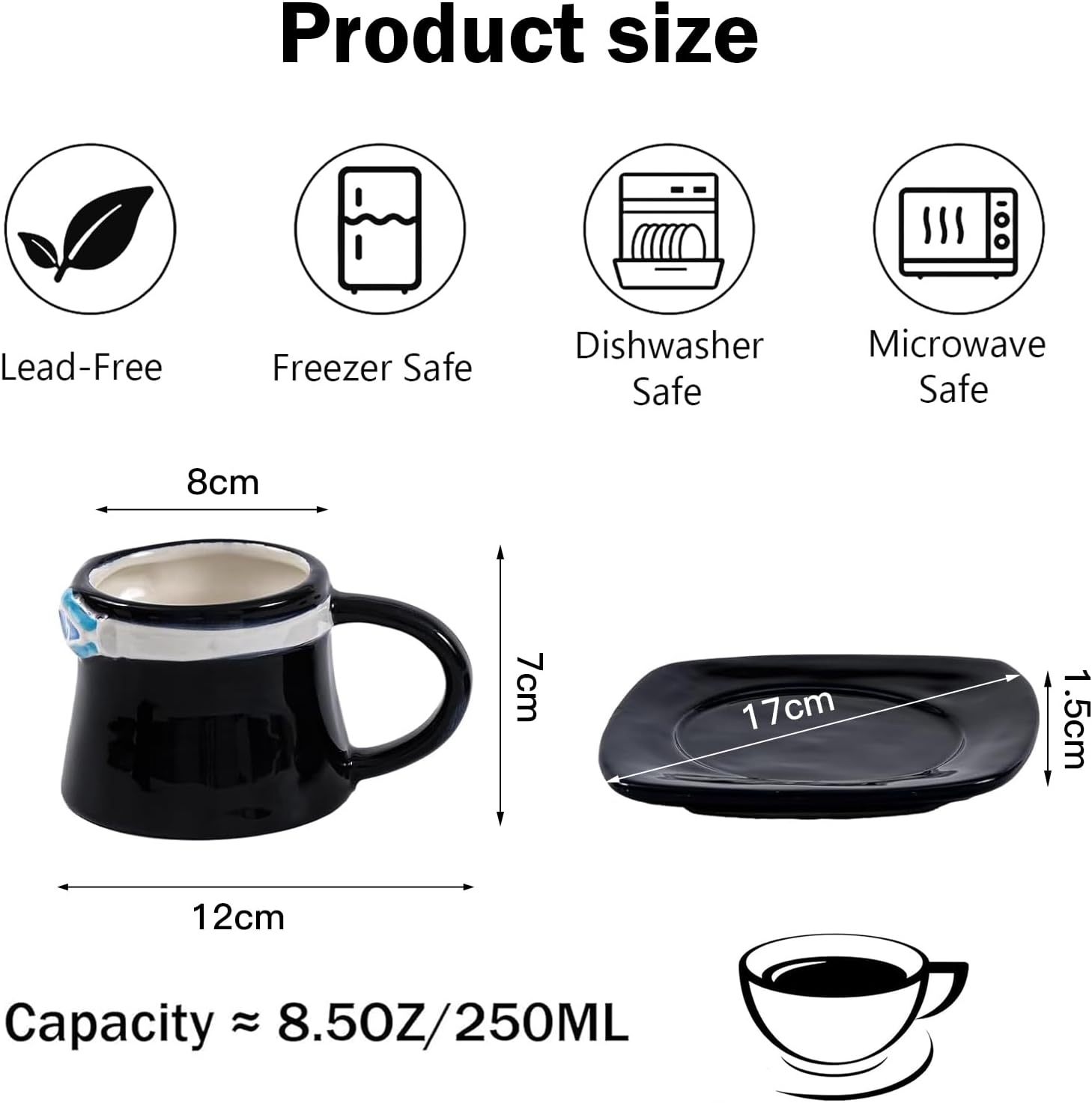 Tasse en céramique One Piece Sabo noire style chapeau – Image 2