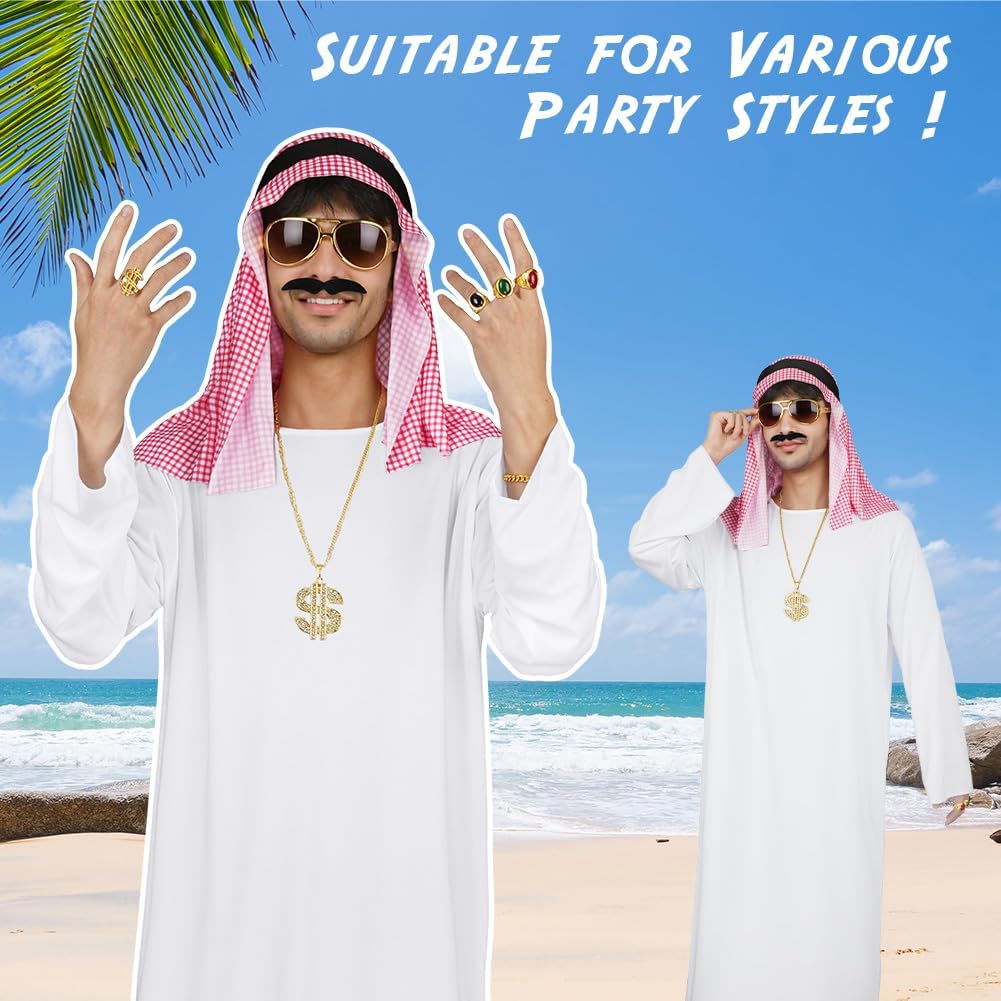 Déguisement cheikh arabe homme One Piece 10 pièces avec foulard et lunettes – Image 4