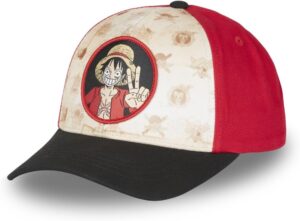 Casquette baseball Luffy One Piece trucker Rouge/Noir/Beige