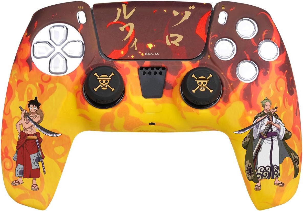 Pack PS5 DualSense One Piece avec coque silicone, grips et sticker