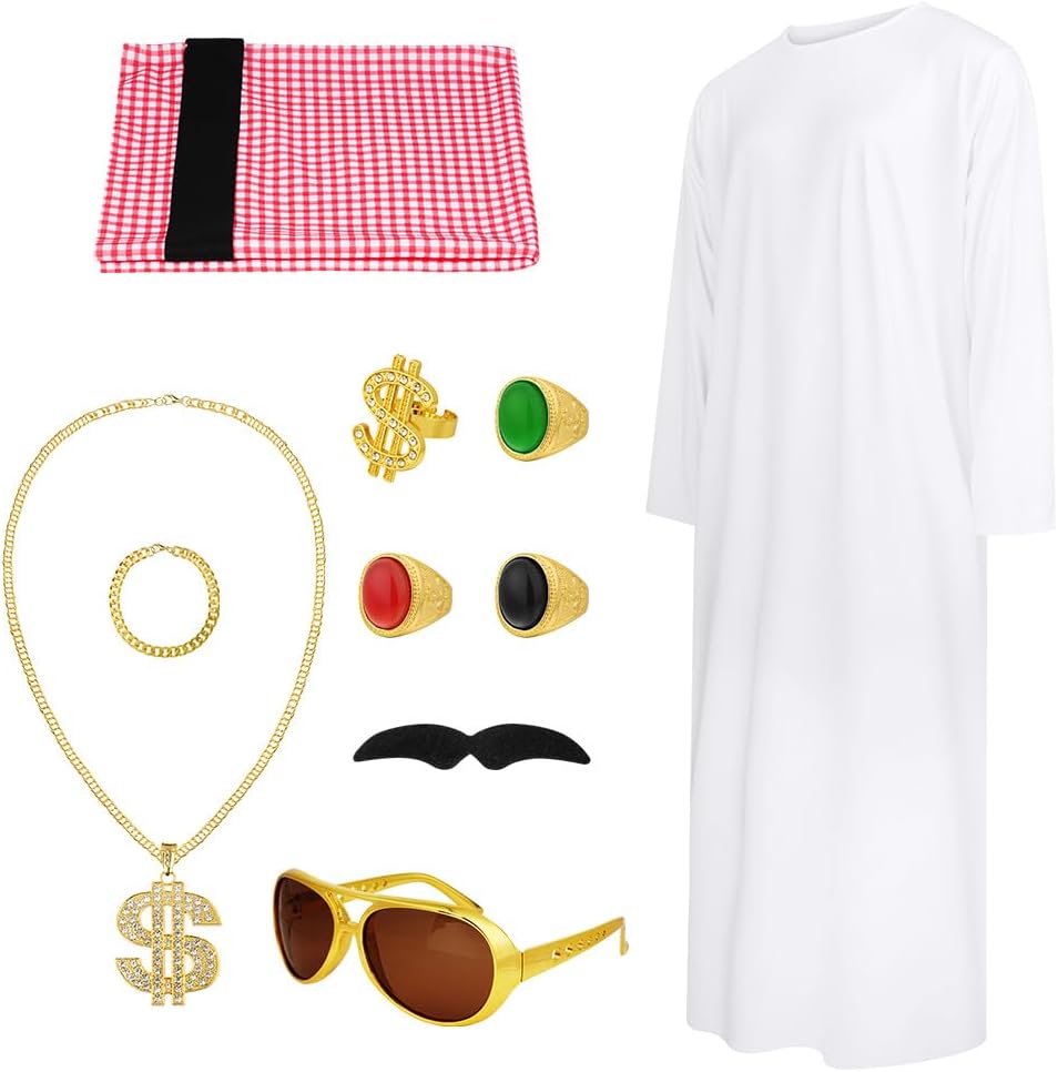 Déguisement cheikh arabe homme One Piece 10 pièces avec foulard et lunettes – Image 6