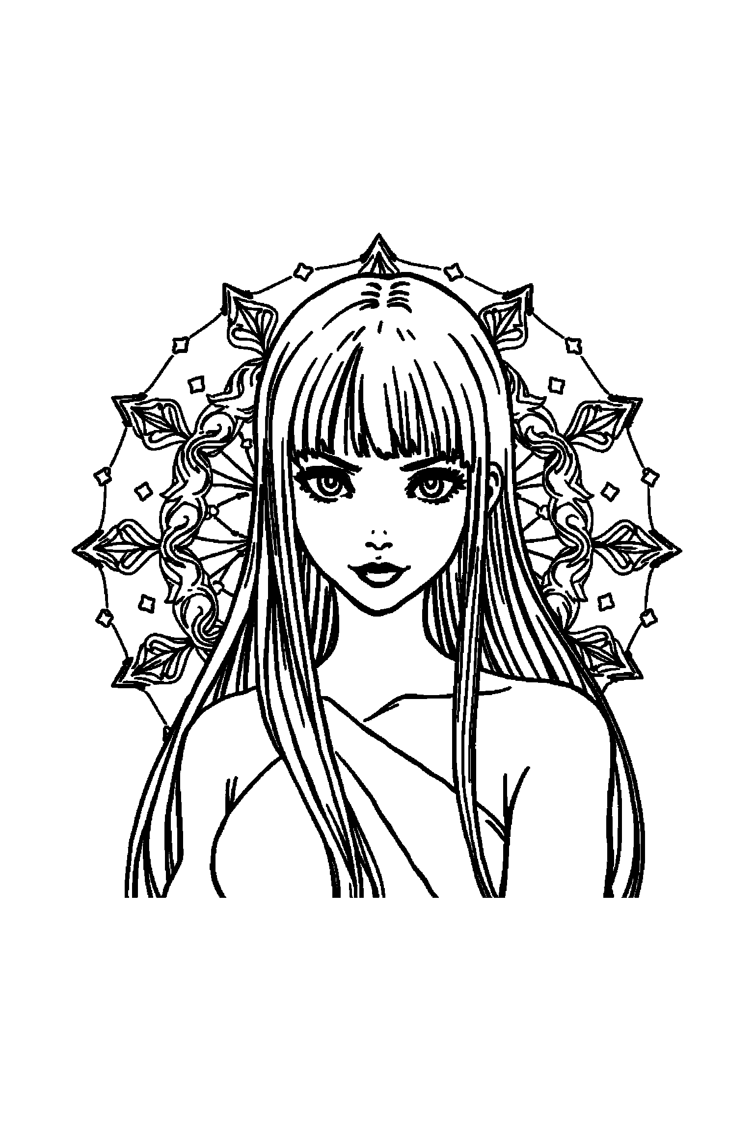 Coloriage One Piece gratuit à imprimer - poster A4 détaillé de Robin avec mandala vagues Coloriage One Piece gratuit à imprimer : poster A4 détaillé de Robin avec mandala vagues