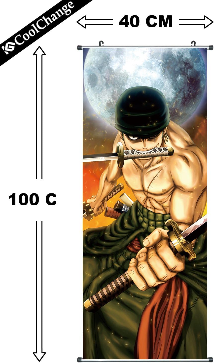 Kakemono One Piece Lorenor Zorro en tissu 100 x 40 cm – Image 2