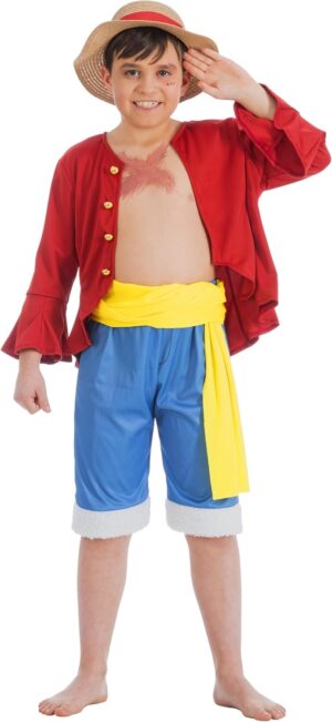 Costume garçon Monkey D. Luffy One Piece, ensemble cosplay 4 pièces