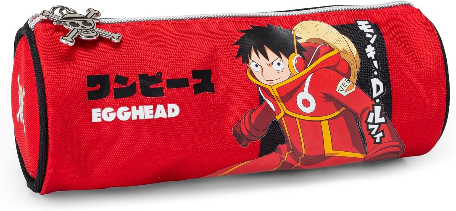 Trousse à crayons One Piece rouge avec fermeture éclair 8 x 22 x 8