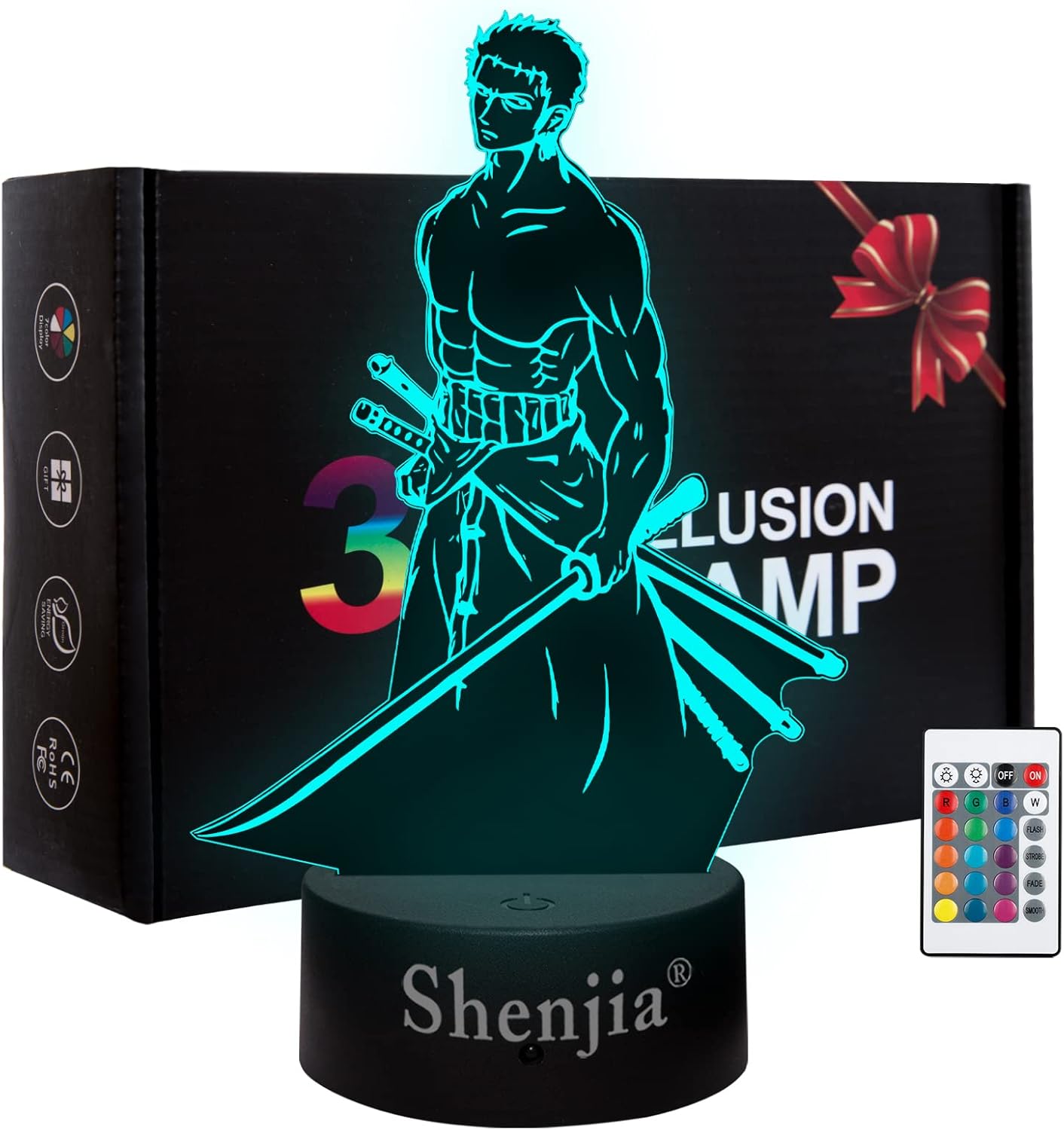 Veilleuse 3D One Piece Roronoa Zoro-A, 16 couleurs