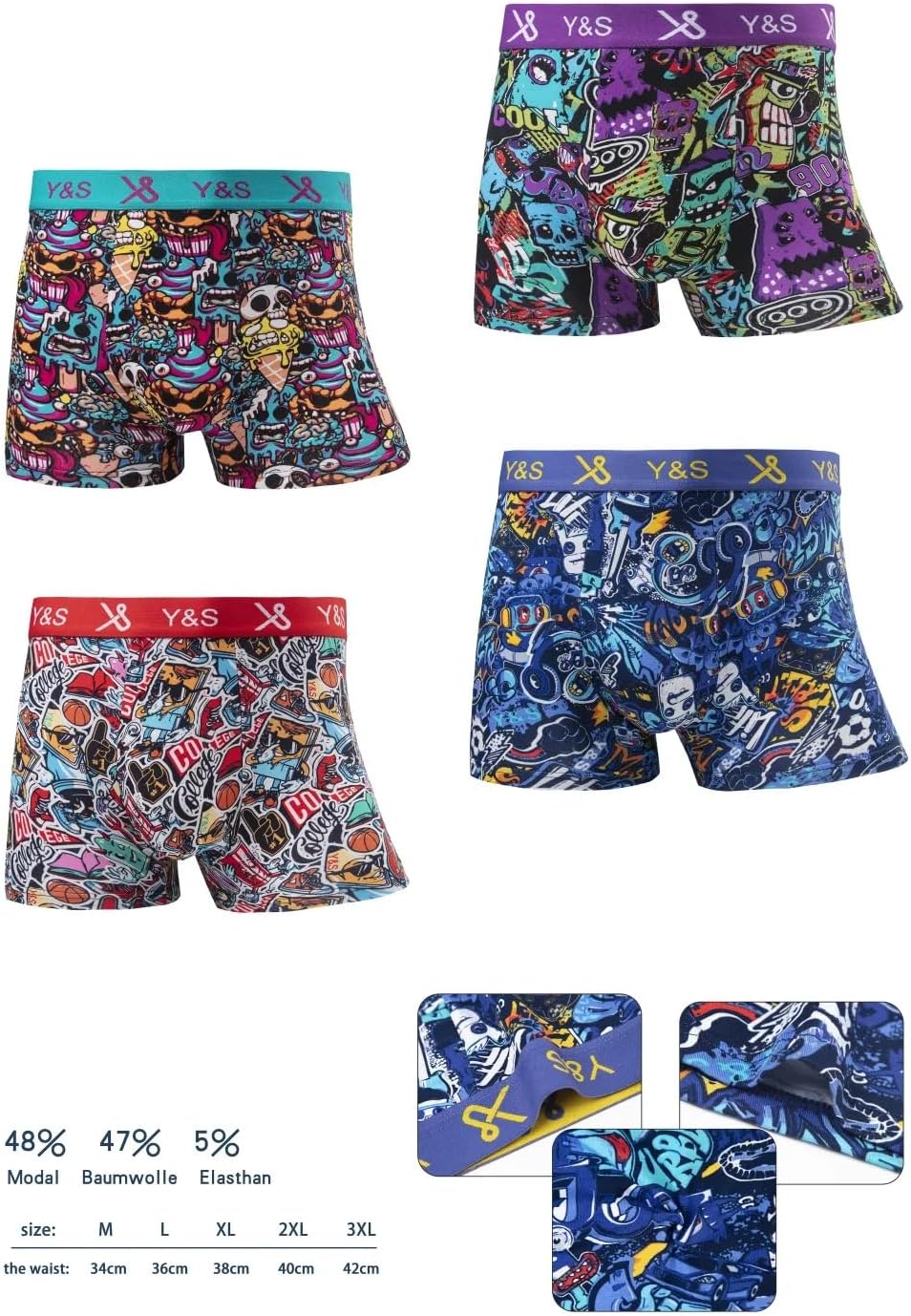 Boxers One Piece pour homme, lot de 4 en coton naturel – Image 2