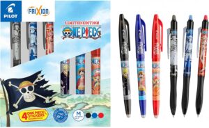 Coffret PILOT x ONE PIECE édition limitée avec 3 FriXion Ball, 3 FriXion Ball Plus et 4 stickers