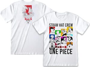 T-shirt One Piece Luffy blanc au chapeau de paille pour homme