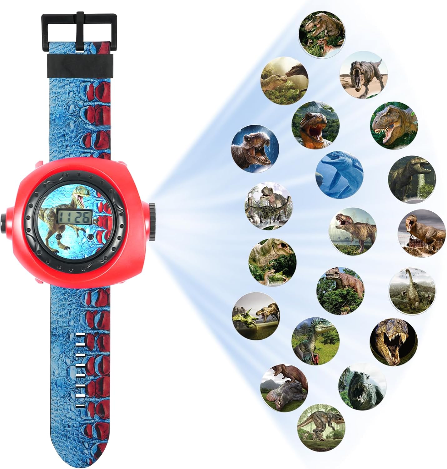 Montre projecteur One Piece enfant avec 24 motifs, couleur Dinosaure