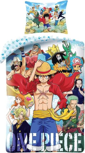 Parure de lit One Piece Monkey D. Luffy réversible 100 % coton