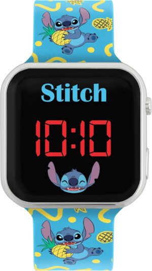 Montre LED digitale Disney Lilo et Stitch avec bracelet bleu imprimé 4038