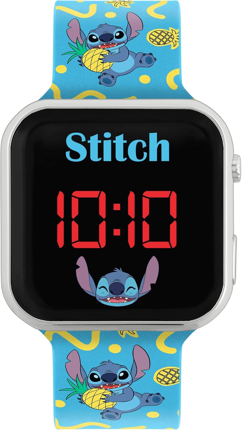Montre LED digitale Disney Lilo et Stitch avec bracelet bleu imprimé 4038