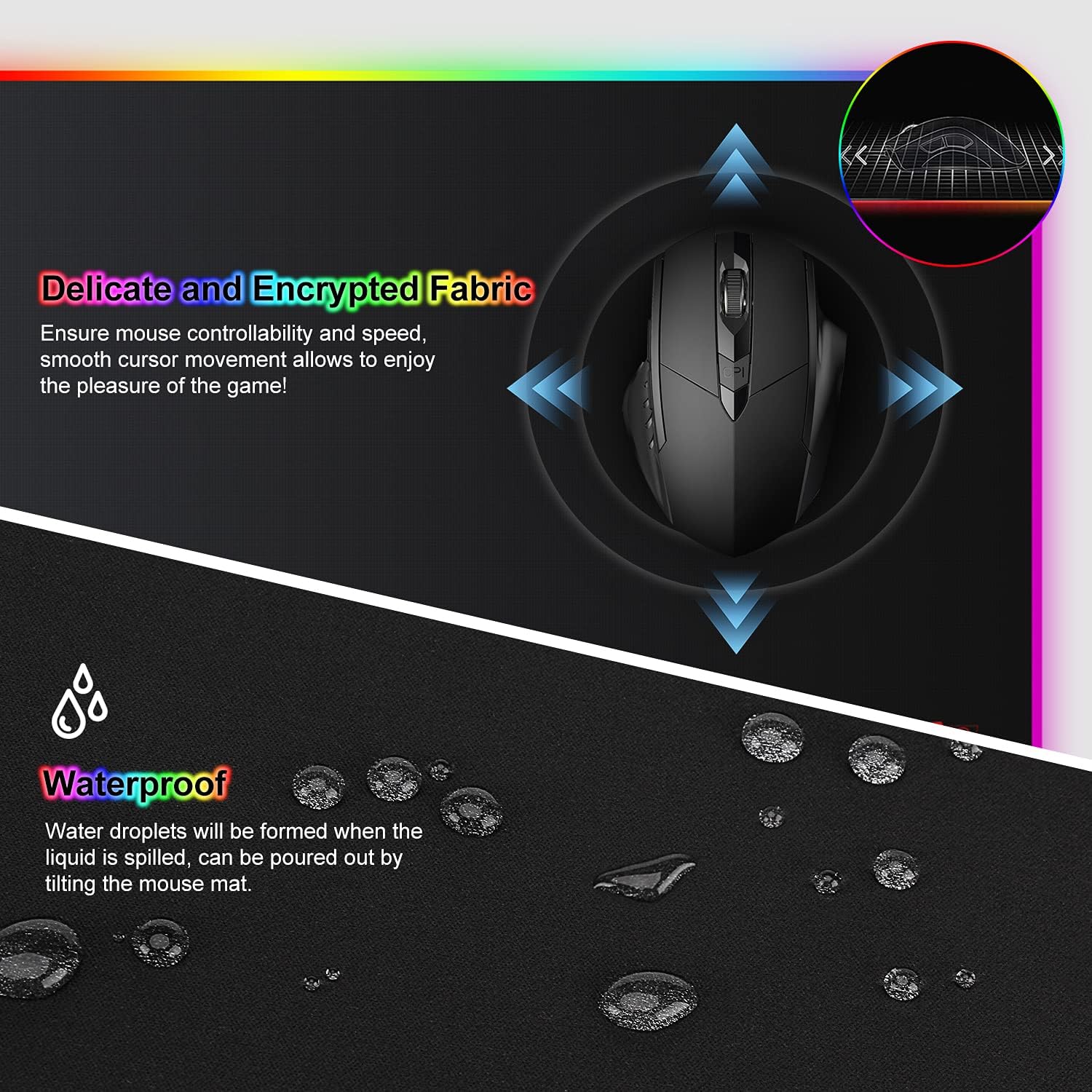 Tapis de souris One Piece RGB XXL à 14 effets LED – Image 6